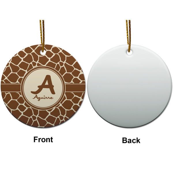 Giraffe Print Ceramic Flat Ornament - Circle Front & Back (APPROVAL)