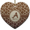 Giraffe Print Heart Ceramic Ornament w/ Name and Initial