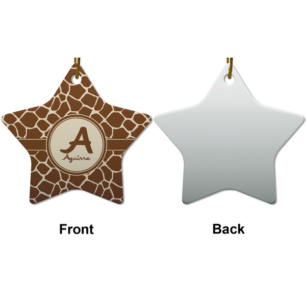 Giraffe Print Ceramic Flat Ornament - Star Front & Back (APPROVAL)