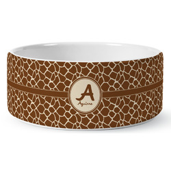 Giraffe Print Ceramic Dog Bowl - Medium (Personalized)