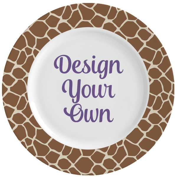 Custom Giraffe Print Ceramic Dinner Plates (Set of 4) (Personalized)