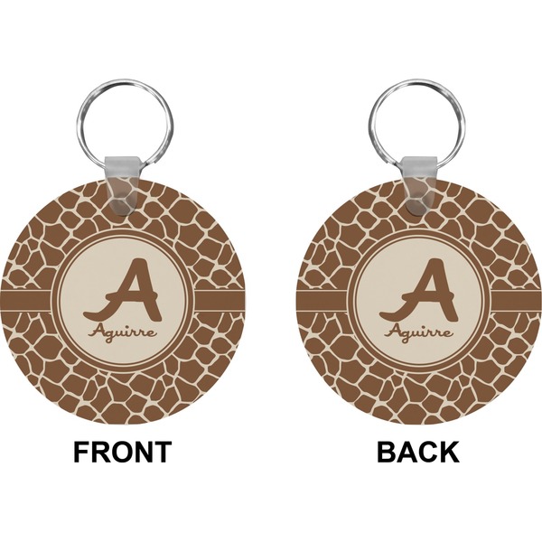 Giraffe Print Circle Keychain (Front + Back)