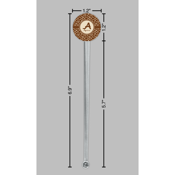 Giraffe Print Clear Plastic 7" Stir Stick - Round - Dimensions