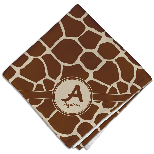 Custom Giraffe Print Cloth Dinner Napkin - Single w/ Name and Initial