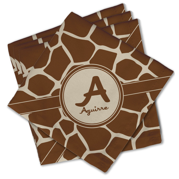Giraffe Print Cloth Napkins - Personalized Lunch (PARENT MAIN Set of 4)