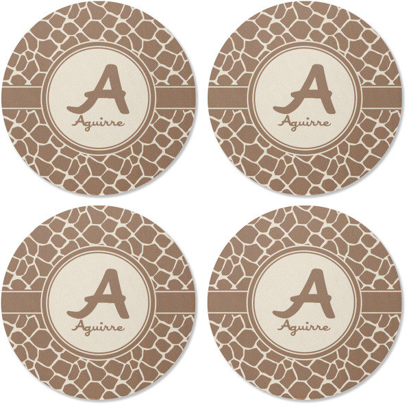 Giraffe Print Coaster Round Rubber Back - Apvl
