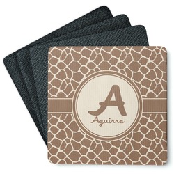 Giraffe Print Square Rubber Backed Coasters - Set of 4 (Personalized)