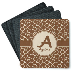 Giraffe Print Square Rubber Backed Coasters - Set of 4 (Personalized)