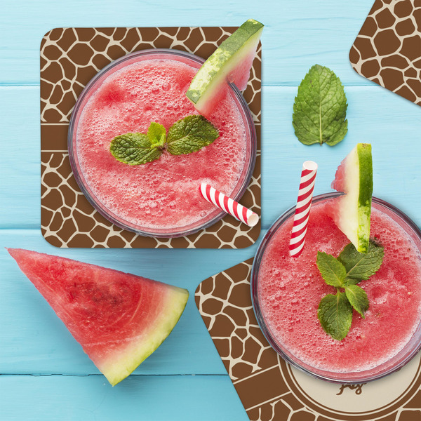 Giraffe Print Coaster Set - LIFESTYLE