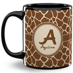 Giraffe Print 11 Oz Coffee Mug - Black (Personalized)
