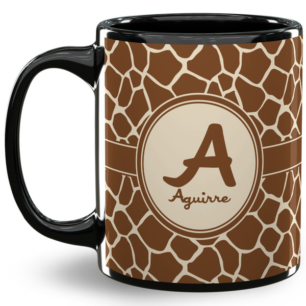 Custom Giraffe Print 11 Oz Coffee Mug - Black (Personalized)