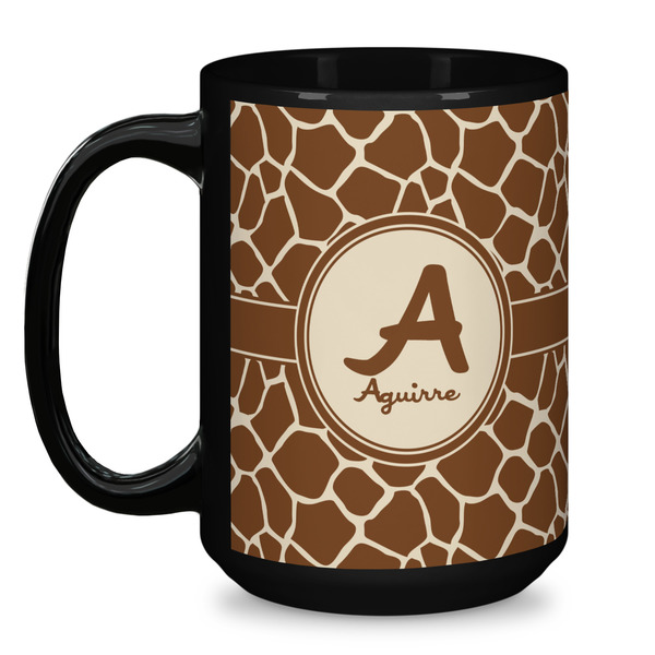 Giraffe Print Coffee Mug - 15 oz - Black