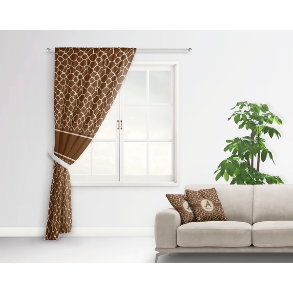Giraffe Print Curtain With Window and Rod - in Room Matching Pillow