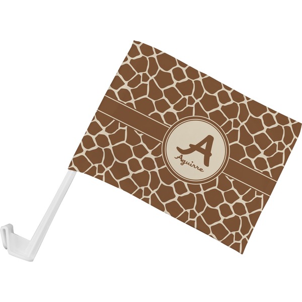 Custom Giraffe Print Car Flag - Small w/ Name and Initial