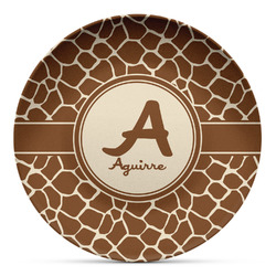 Giraffe Print Microwave Safe Plastic Plate - Composite Polymer (Personalized)