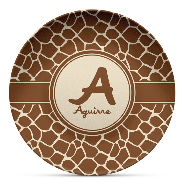 Custom Giraffe Print Microwave Safe Plastic Plate - Composite Polymer (Personalized)