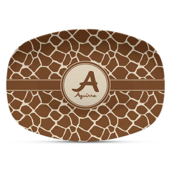 Custom Giraffe Print Plastic Platter - Microwave & Oven Safe Composite Polymer (Personalized)