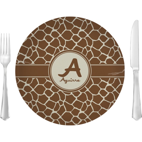 Custom Giraffe Print 10" Glass Lunch / Dinner Plates - Single or Set (Personalized)
