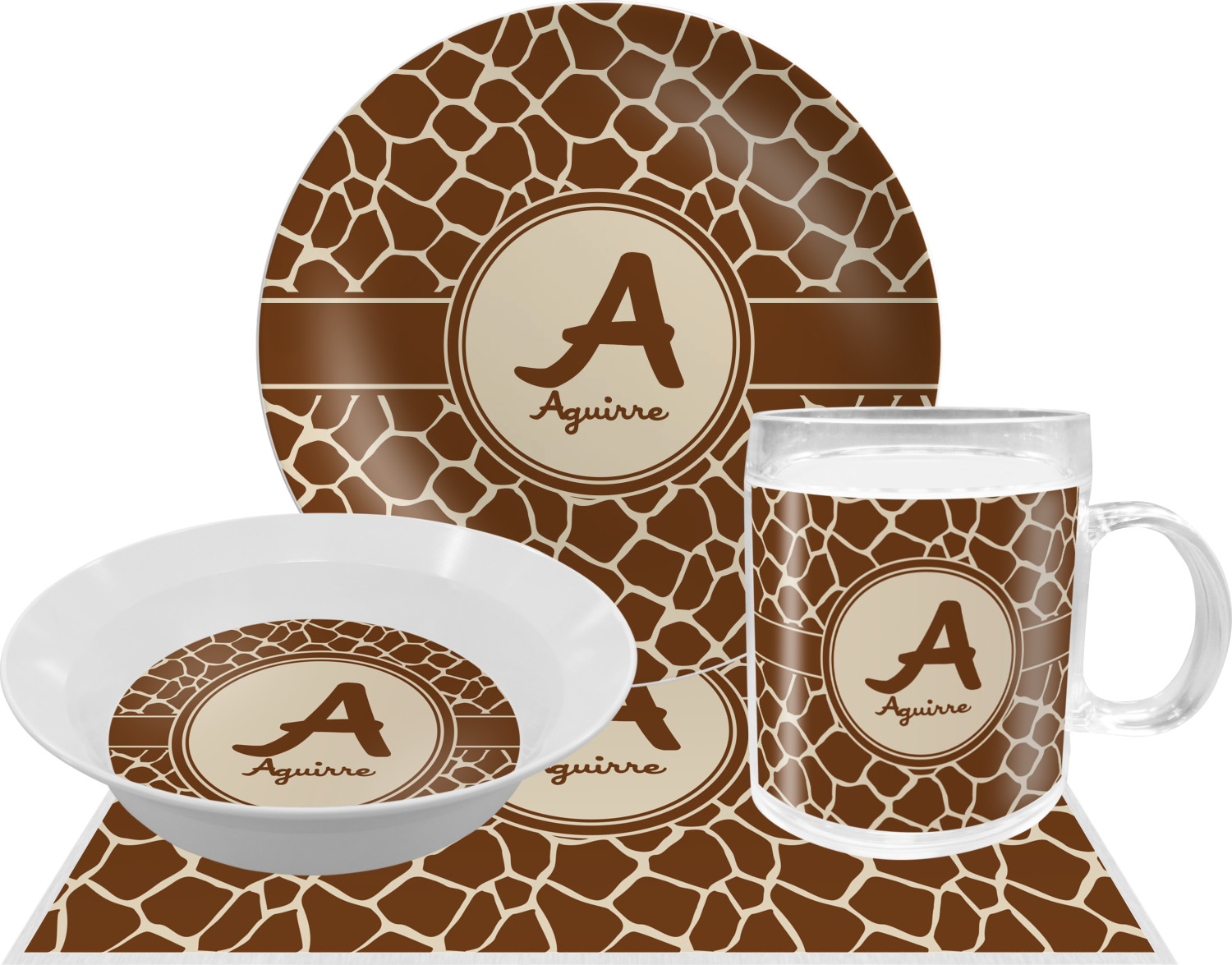 Giraffe Print Dinner Set 4 Pc (Personalized) YouCustomizeIt