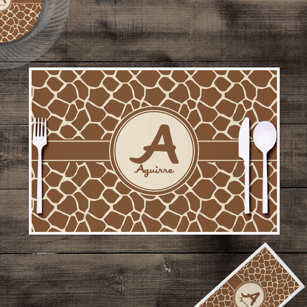 Giraffe Print Disposable Paper Placemat - In Context