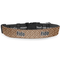 Giraffe Print Deluxe Dog Collar - Large (13" to 21") (Personalized)
