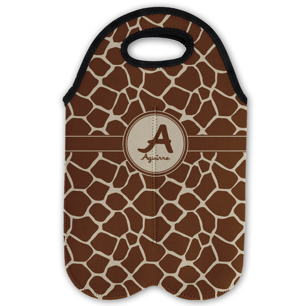 Giraffe Print Double Wine Tote - Flat (new)