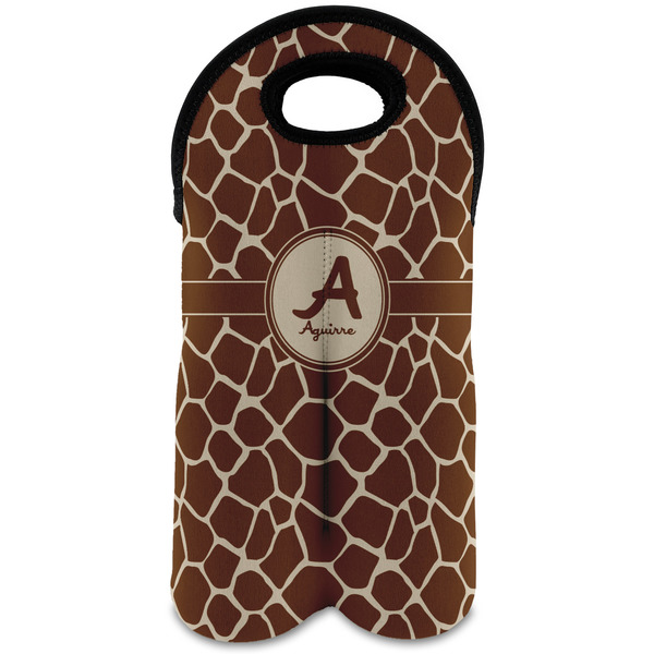 Custom Giraffe Print Wine Tote Bag (2 Bottles) (Personalized)