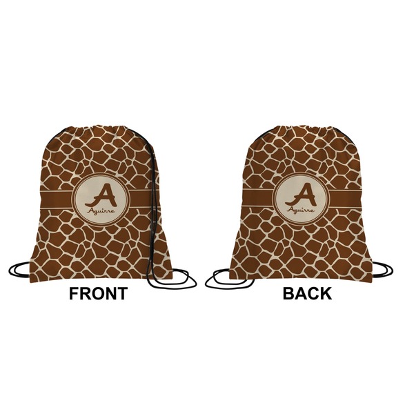 Giraffe Print Drawstring Backpack Front & Back Small