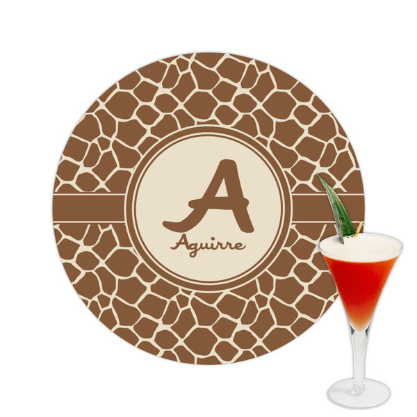 Custom Giraffe Print Printed Drink Topper -  2.5" (Personalized)