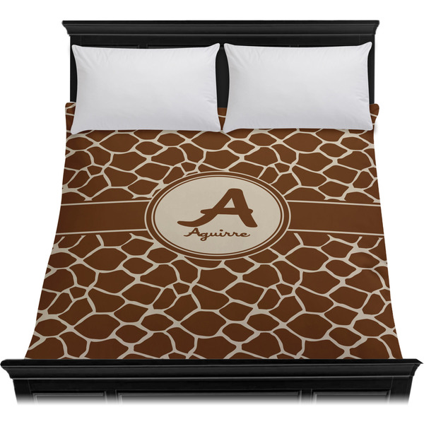 Giraffe Print Duvet Cover - Queen - On Bed - No Prop