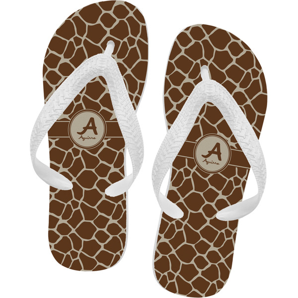 Custom Giraffe Print Flip Flops - Large (Personalized)