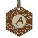 Giraffe Print Flat Glass Ornament - Hexagon w/ Name and Initial