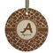 Giraffe Print Flat Glass Ornament - Round w/ Name and Initial