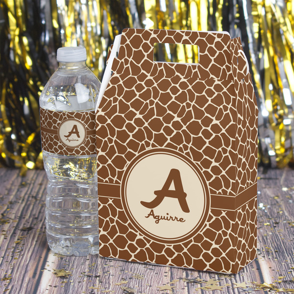 Giraffe Print Gable Favor Box - In Context