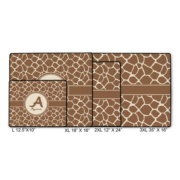 Giraffe Print Gaming Mats - SIZE CHART