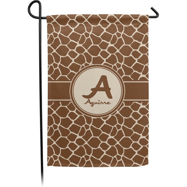 Custom Giraffe Print Small Garden Flag - Double Sided w/ Name and Initial