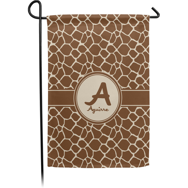 Custom Giraffe Print Small Garden Flag - Single Sided w/ Name and Initial