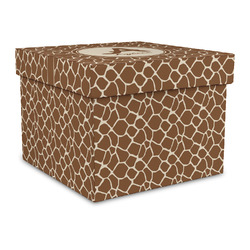 Giraffe Print Gift Box with Lid - Canvas Wrapped - Large (Personalized)