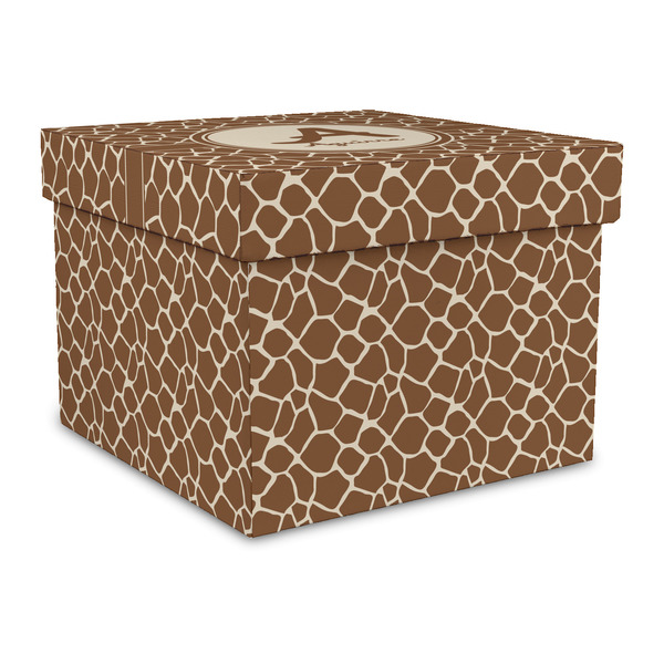 Custom Giraffe Print Gift Box with Lid - Canvas Wrapped - Large (Personalized)