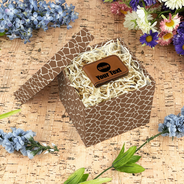 Giraffe Print Gift Boxes with Lid - Canvas Wrapped - Small - In Context
