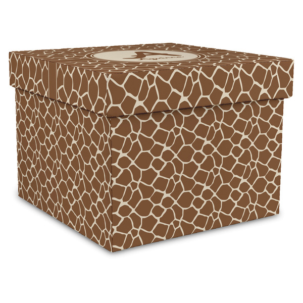 Custom Giraffe Print Gift Box with Lid - Canvas Wrapped - X-Large (Personalized)