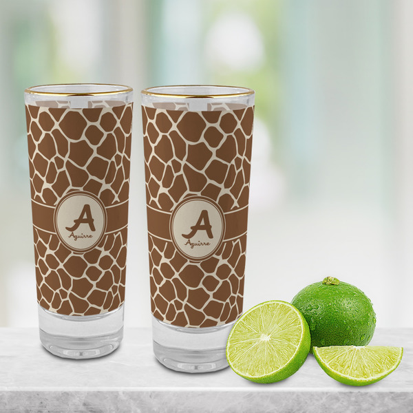 Giraffe Print Glass Shot Glass - 2 oz - LIFESTYLE