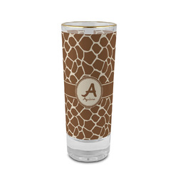 Giraffe Print 2 oz Shot Glass -  Glass with Gold Rim - Set of 4 (Personalized)