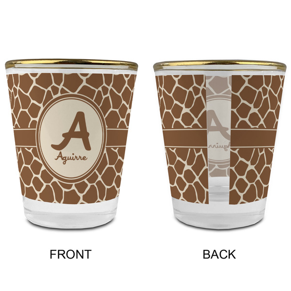 Giraffe Print Glass Shot Glass - with gold rim - APPROVAL