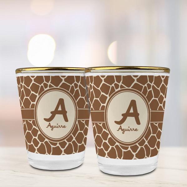 Giraffe Print Glass Shot Glass - with gold rim - LIFESTYLE