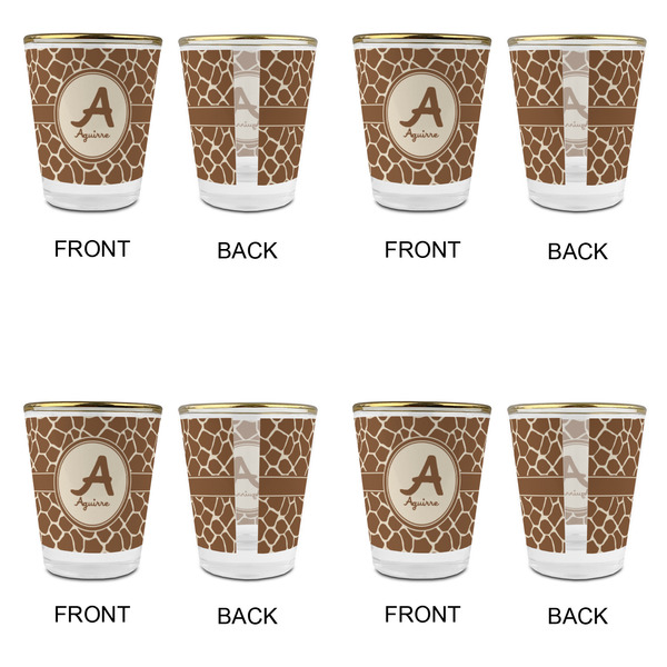 Giraffe Print Glass Shot Glass - with gold rim - Set of 4 - APPROVAL