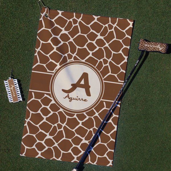 Custom Giraffe Print Golf Towel Gift Set (Personalized)