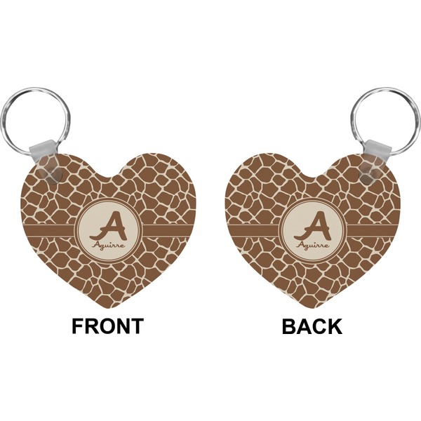 Giraffe Print Heart Keychain (Front + Back)