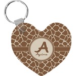 Giraffe Print Heart Plastic Keychain w/ Name and Initial