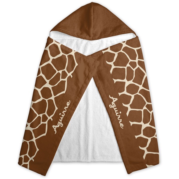 Giraffe Print Hooded Towel - Folded